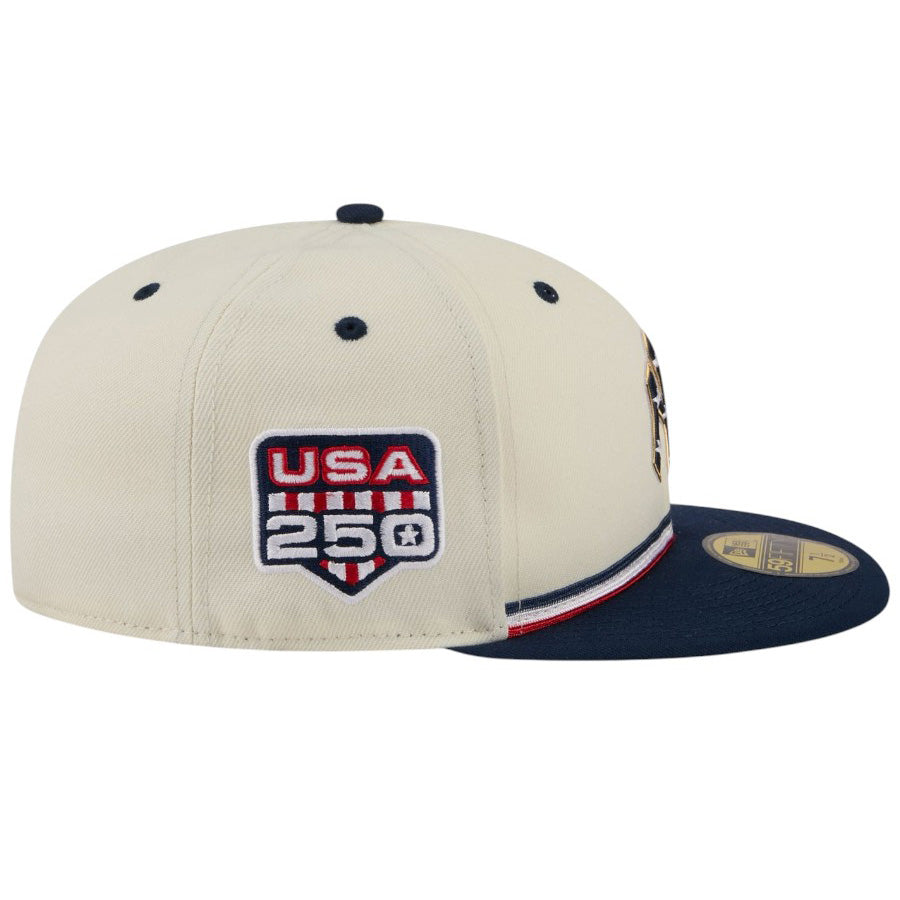 ニューエラ キャップ 帽子 NEW ERA CAP 59FIFTY オンフィールド 2026 MLB Independence Day 4th of July 独立記念日 ニューヨーク ヤンキース クロームホワイト 14939274 右サイド