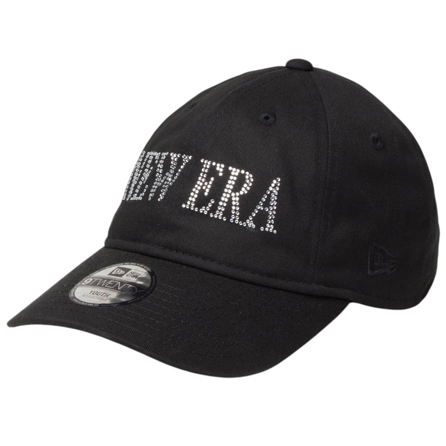 ニューエラ キャップ NEW ERA KIDS キッズ Youth 9TWENTY NEW ERA Rhinestone ラインストーン ブラック 14747051 右斜め前