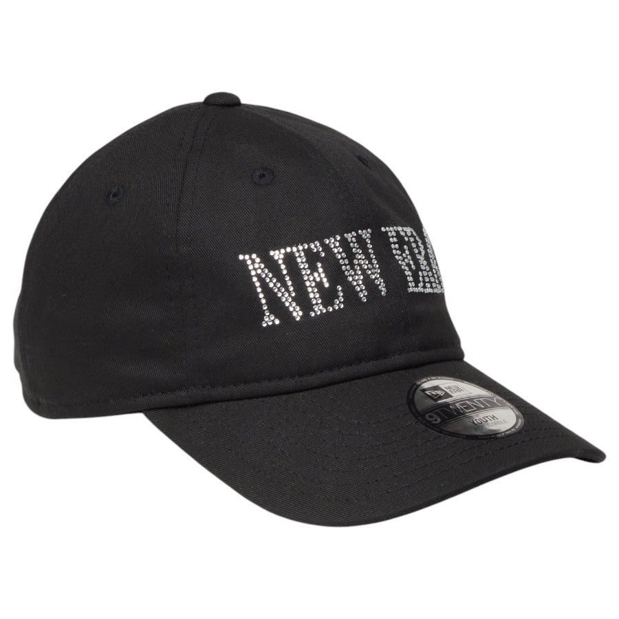 ニューエラ キャップ NEW ERA KIDS キッズ Youth 9TWENTY NEW ERA Rhinestone ラインストーン ブラック 14747051 左斜め前