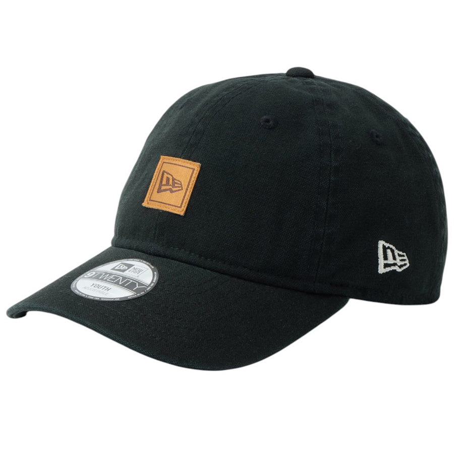 ニューエラ キャップ 帽子 NEW ERA CAP 子供 KIDS キッズ Youth 9TWENTY フラッグロゴ ウーブンパッチ Washed Duck ダック ブラック 14747071 右斜め前