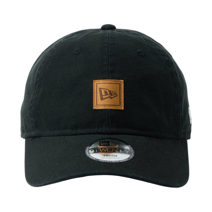 ニューエラ キャップ 帽子 NEW ERA CAP 子供 KIDS キッズ Youth 9TWENTY フラッグロゴ ウーブンパッチ Washed Duck ダック ブラック 14747071 正面