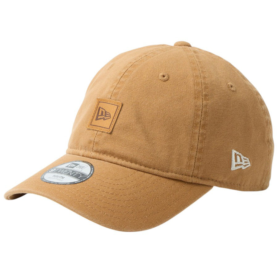 ニューエラ キャップ 帽子 NEW ERA CAP 子供 KIDS キッズ Youth 9TWENTY フラッグロゴ ウーブンパッチ Washed Duck ダック ライトブロンズ 14747070 右斜め前