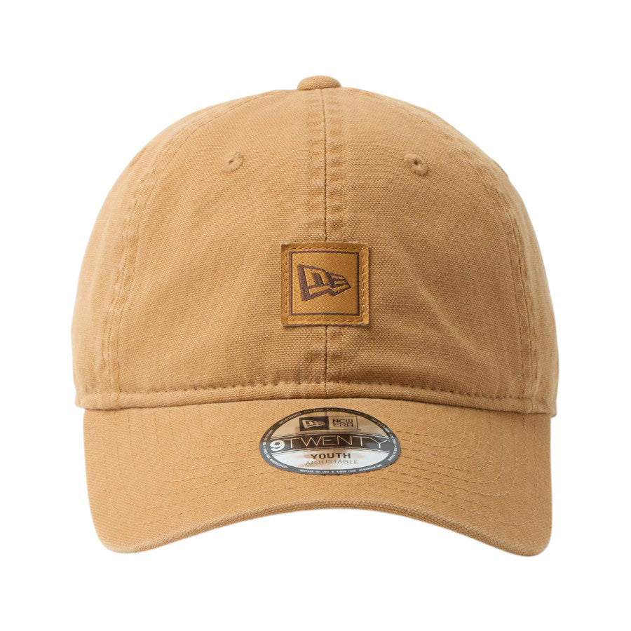 ニューエラ キャップ 帽子 NEW ERA CAP 子供 KIDS キッズ Youth 9TWENTY フラッグロゴ ウーブンパッチ Washed Duck ダック ライトブロンズ 14747070 正面