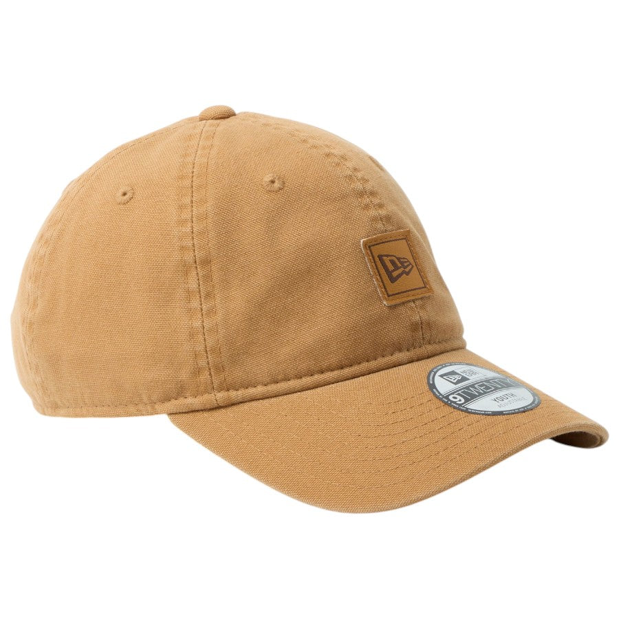 ニューエラ キャップ 帽子 NEW ERA CAP 子供 KIDS キッズ Youth 9TWENTY フラッグロゴ ウーブンパッチ Washed Duck ダック ライトブロンズ 14747070 左斜め前