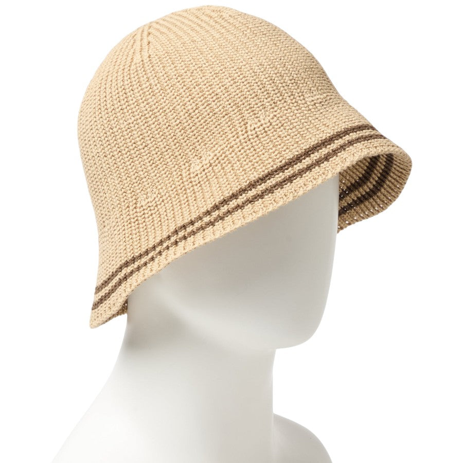 ニューエラ ハット 帽子 NEW ERA HAT KNIT BUCKET ニット エクスプローラー セーラーブリム ベージュ ウォルナット 14744694 左斜め前