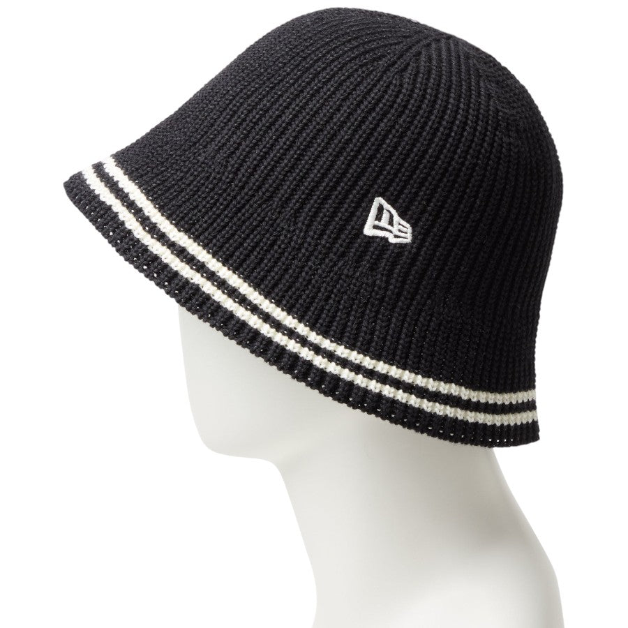 ニューエラ ハット 帽子 NEW ERA HAT KNIT BUCKET ニット エクスプローラー セーラーブリム ブラック/クロームホワイト 14744692 左サイド