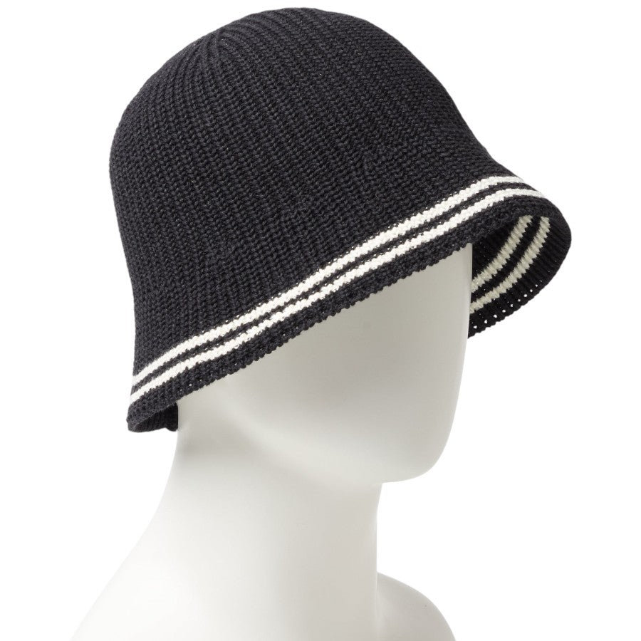ニューエラ ハット 帽子 NEW ERA HAT KNIT BUCKET ニット エクスプローラー セーラーブリム ブラック/クロームホワイト 14744692 左斜め前