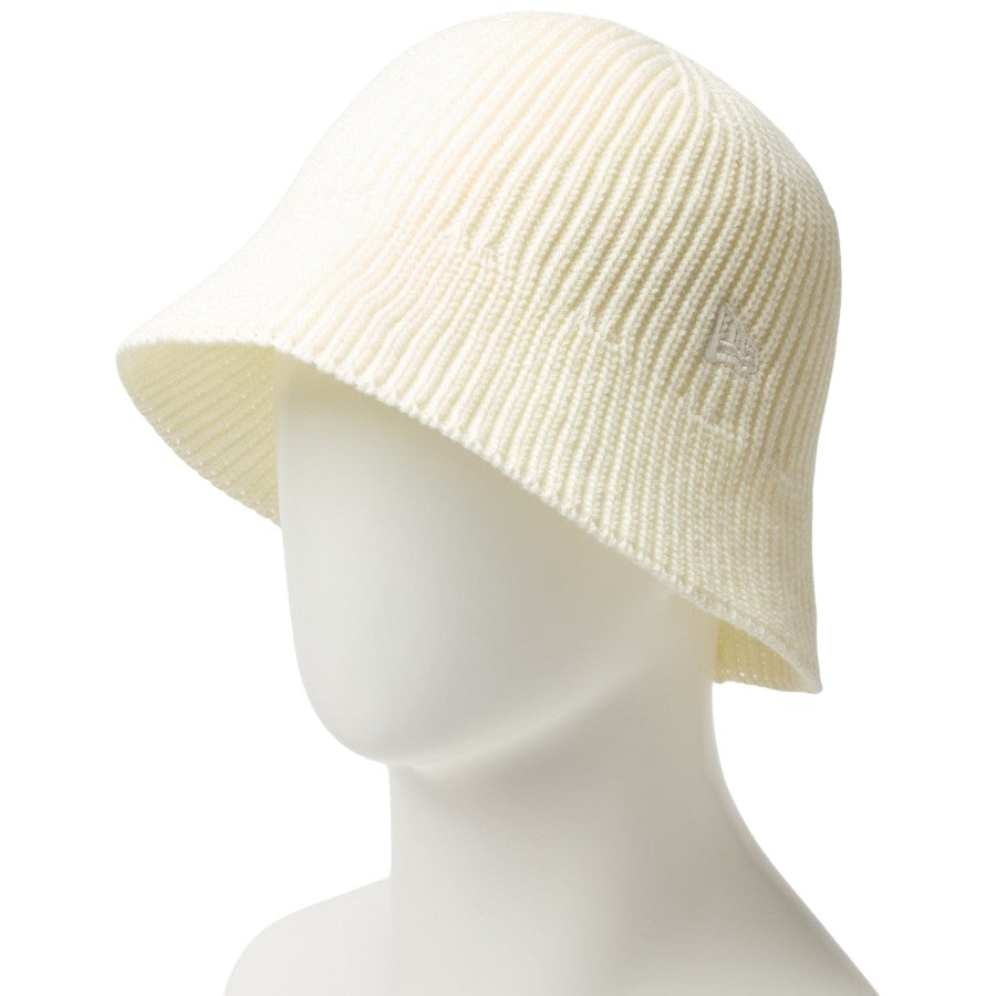ニューエラ ハット 帽子 NEW ERA HAT KNIT BUCKET ニット エクスプローラー セーラーブリム クロームホワイト 14744691 右斜め前  着画