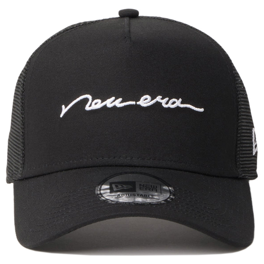 ニューエラ キャップ メッシュキャップ NEW ERA CAP 9FORTY A-Frame トラッカー Handwritten Logo ブラック 14744922 正面