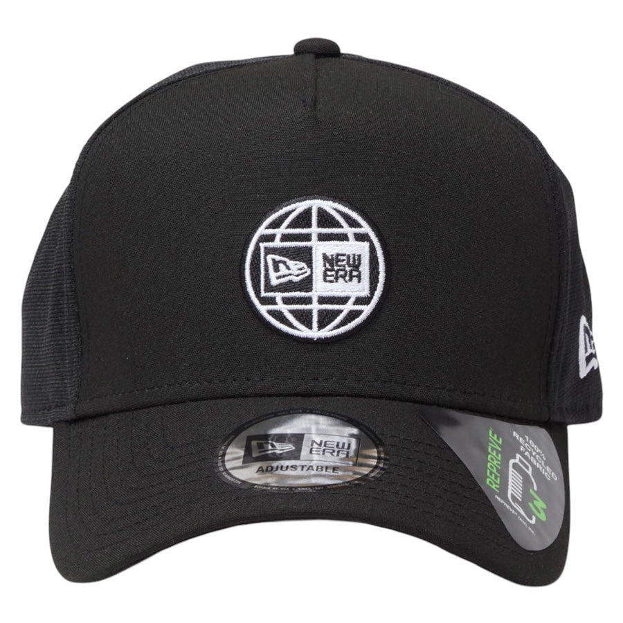 ニューエラ キャップ 帽子 NEW ERA CAP 9FORTY A-Frame トラッカー Repreve® ニュートラッカーメッシュ ボックスロゴ ブラック 14774375｜アウトドア 正面
