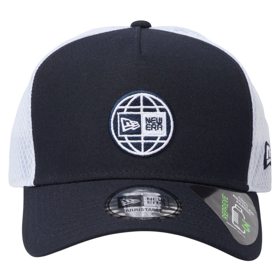ニューエラ キャップ 帽子 NEW ERA CAP 9FORTY A-Frame トラッカー Repreve® ニュートラッカーメッシュ ボックスロゴ ネイビー 14774374｜アウトドア 正面