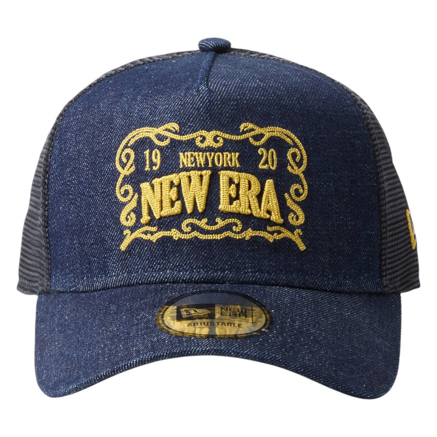 ニューエラ キャップ メッシュキャップ NEW ERA CAP 9FORTY A-Frame トラッカー Frame Logo フレームロゴ デニム 14744925 正面