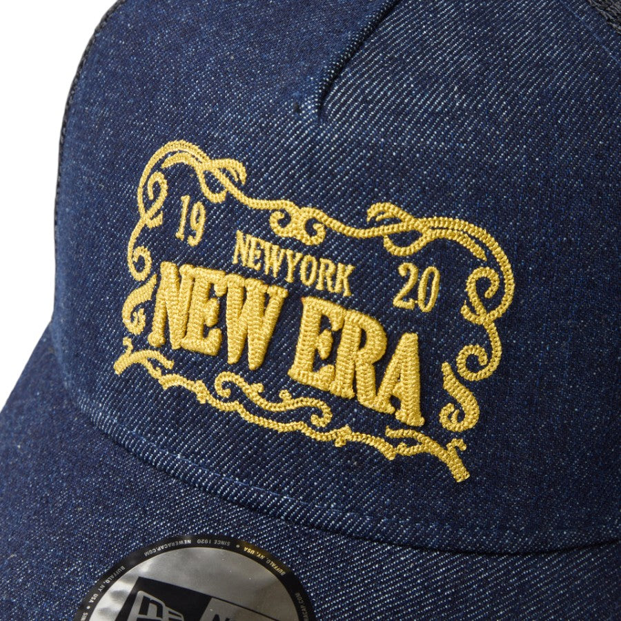 ニューエラ キャップ メッシュキャップ NEW ERA CAP 9FORTY A-Frame トラッカー Frame Logo フレームロゴ デニム 14744925 フロントロゴ