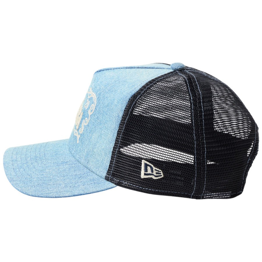 ニューエラ キャップ メッシュキャップ NEW ERA CAP 9FORTY A-Frame トラッカー Frame Logo フレームロゴ ウォッシュドデニム 14744923 左サイド