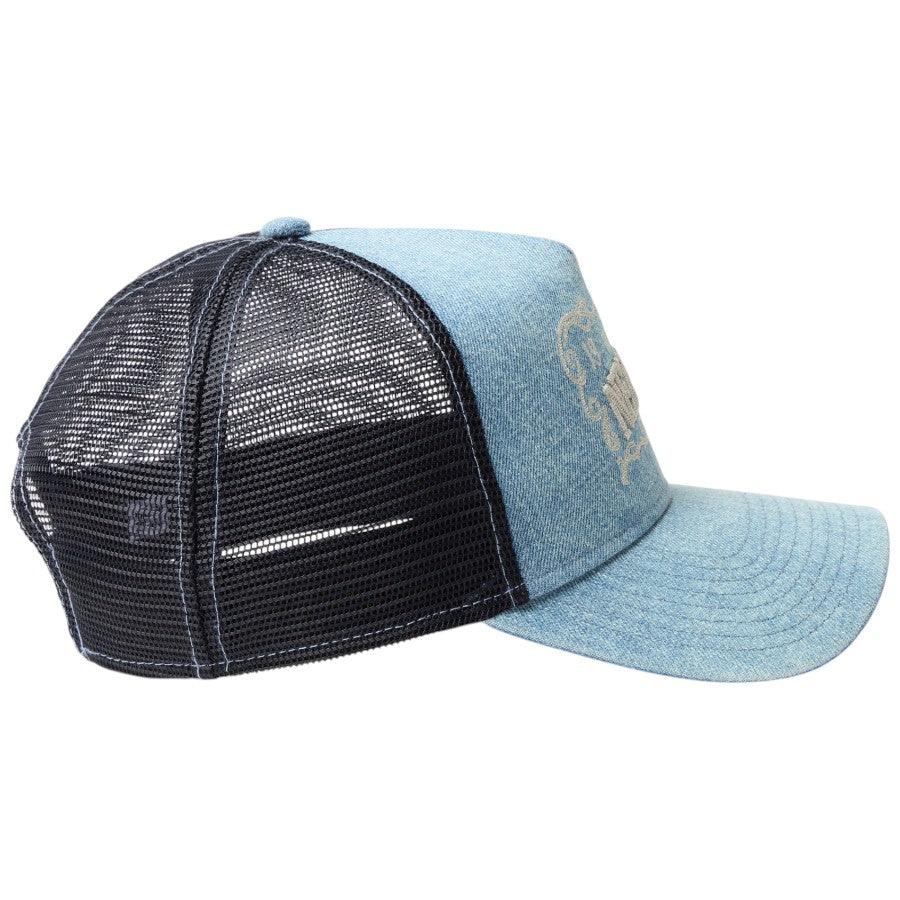 ニューエラ キャップ メッシュキャップ NEW ERA CAP 9FORTY A-Frame トラッカー Frame Logo フレームロゴ ウォッシュドデニム 14744923 右サイド
