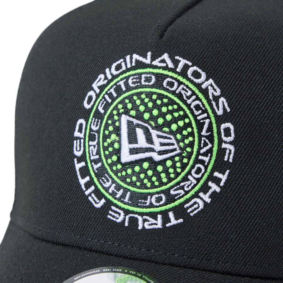 ニューエラ メッシュ キャップ 帽子 NEW ERA CAP 9FORTY A-Frame トラッカー Circle Logo ブラック 14747296 | ゴルフ フロントロゴ