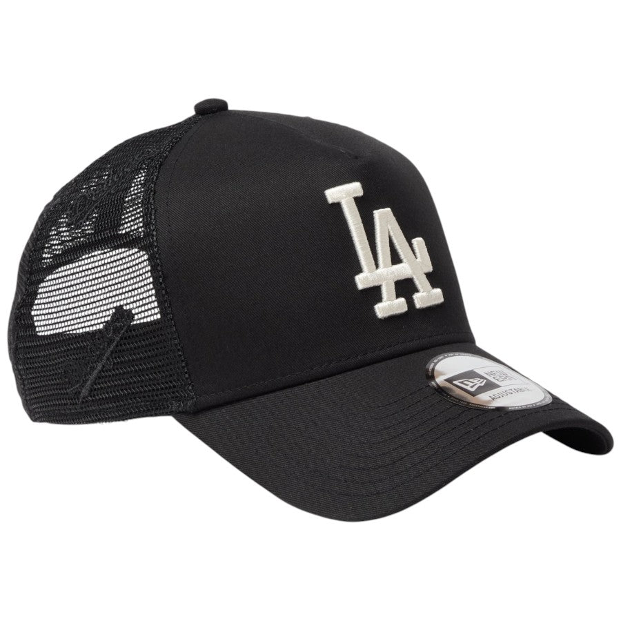 ニューエラ キャップ メッシュキャップ NEW ERA CAP 9FORTY A-Frame トラッカー ロサンゼルス ドジャース MLB Embroidered Mesh ブラック 14744917 左斜め前