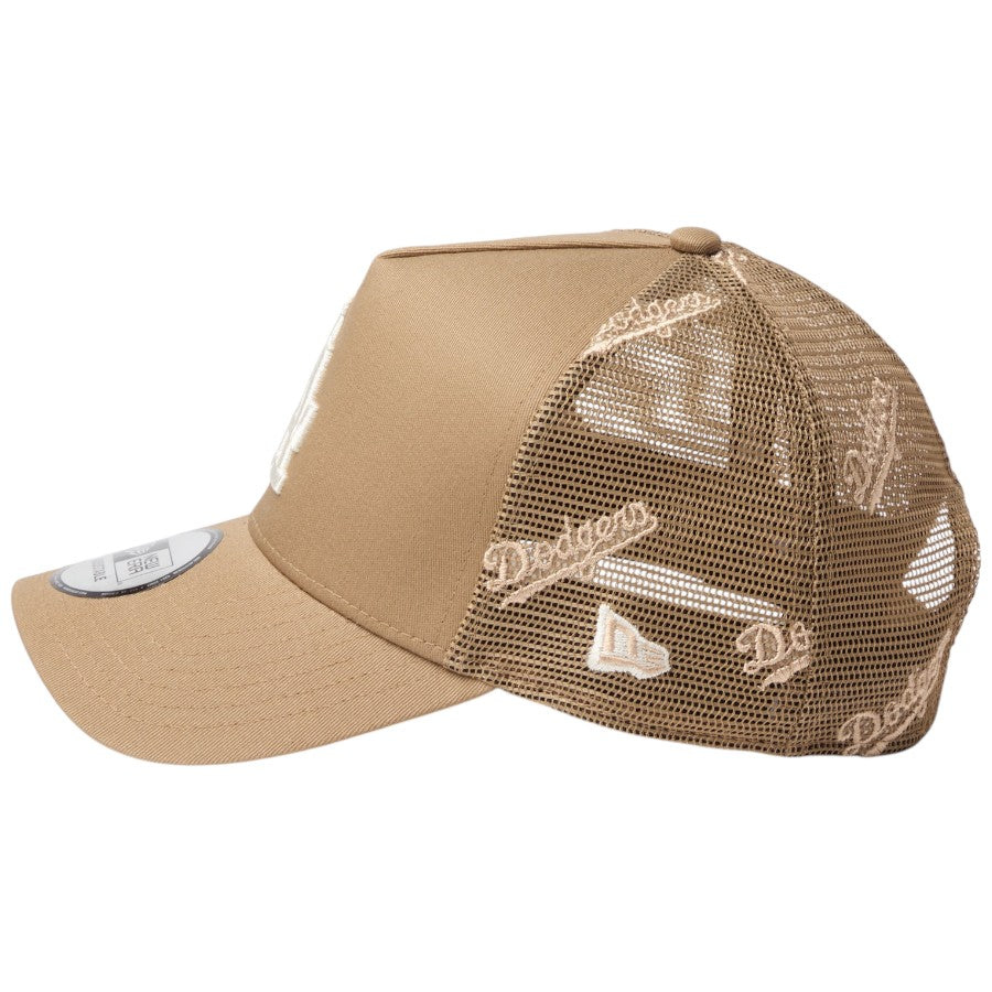 ニューエラ キャップ メッシュキャップ NEW ERA CAP 9FORTY A-Frame トラッカー ロサンゼルス ドジャース MLB Embroidered Mesh カーキ 14744916 左サイド