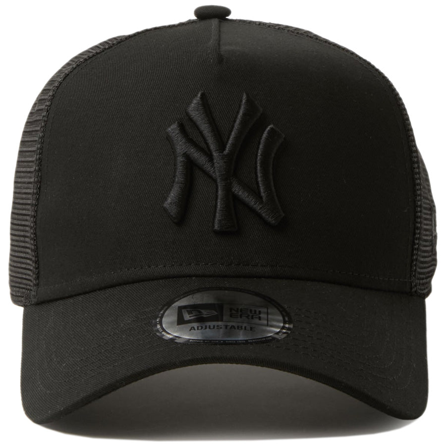 ニューエラ キャップ メッシュキャップ NEW ERA CAP 9FORTY A-Frame トラッカー メッシュキャップ ニューヨーク ヤンキース ブラック/ブラック 14942621 正面