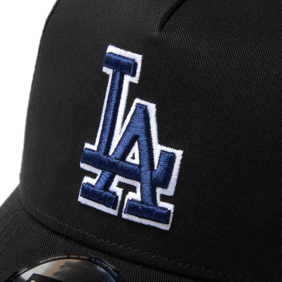 ニューエラ キャップ メッシュキャップ NEW ERA CAP 9FORTY A-Frame トラッカー MLB Side Patch サイドパッチ ロサンゼルス ドジャース ブラック 14744914 フロントロゴ