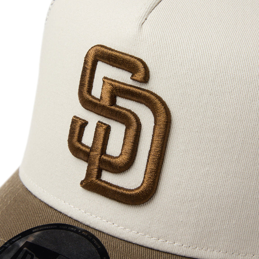 ニューエラ キャップ メッシュキャップ NEW ERA CAP 9FORTY A-Frame トラッカー MLB Side Patch サイドパッチ サンディエゴ パドレス ストーン/モス 14744879 フロントロゴ