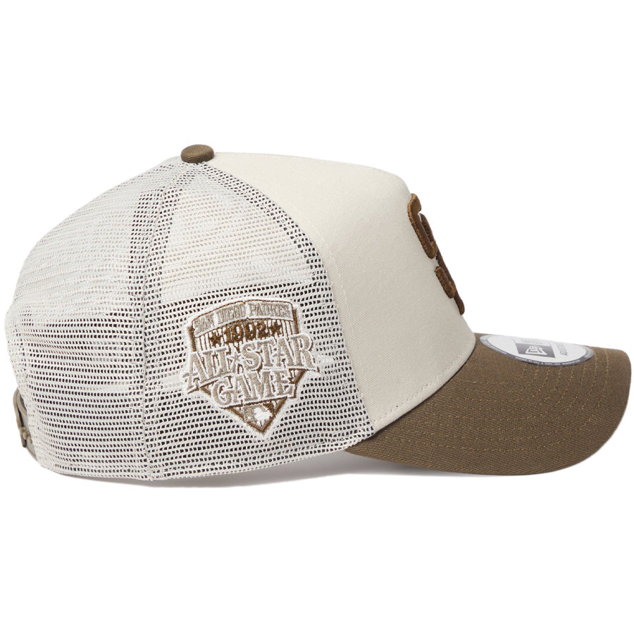 ニューエラ キャップ メッシュキャップ NEW ERA CAP 9FORTY A-Frame トラッカー MLB Side Patch サイドパッチ サンディエゴ パドレス ストーン/モス 14744879 右サイド