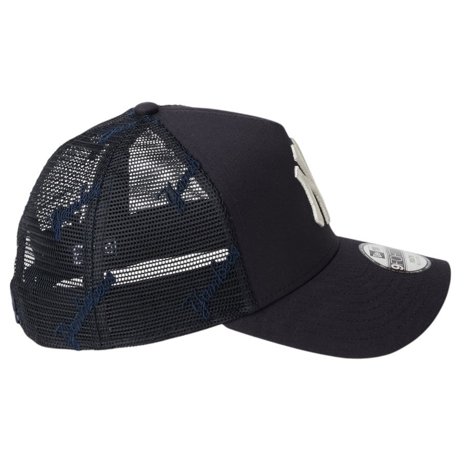 ニューエラ キャップ 帽子 NEW ERA CAP KIDS キッズ Youth 9FORTY A-Frame トラッカー ニューヨーク ヤンキース MLB Embroidered Mesh ネイビー 14747009 右サイド