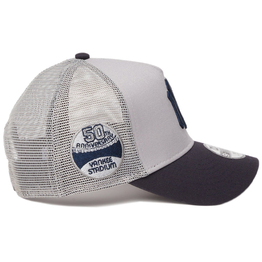 ニューエラ キャップ 帽子 NEW ERA CAP KIDS キッズ Youth 9FORTY A-Frame トラッカー MLB Side Patch サイドパッチ ニューヨーク ヤンキース グレー/ネイビー 14747008 右サイド