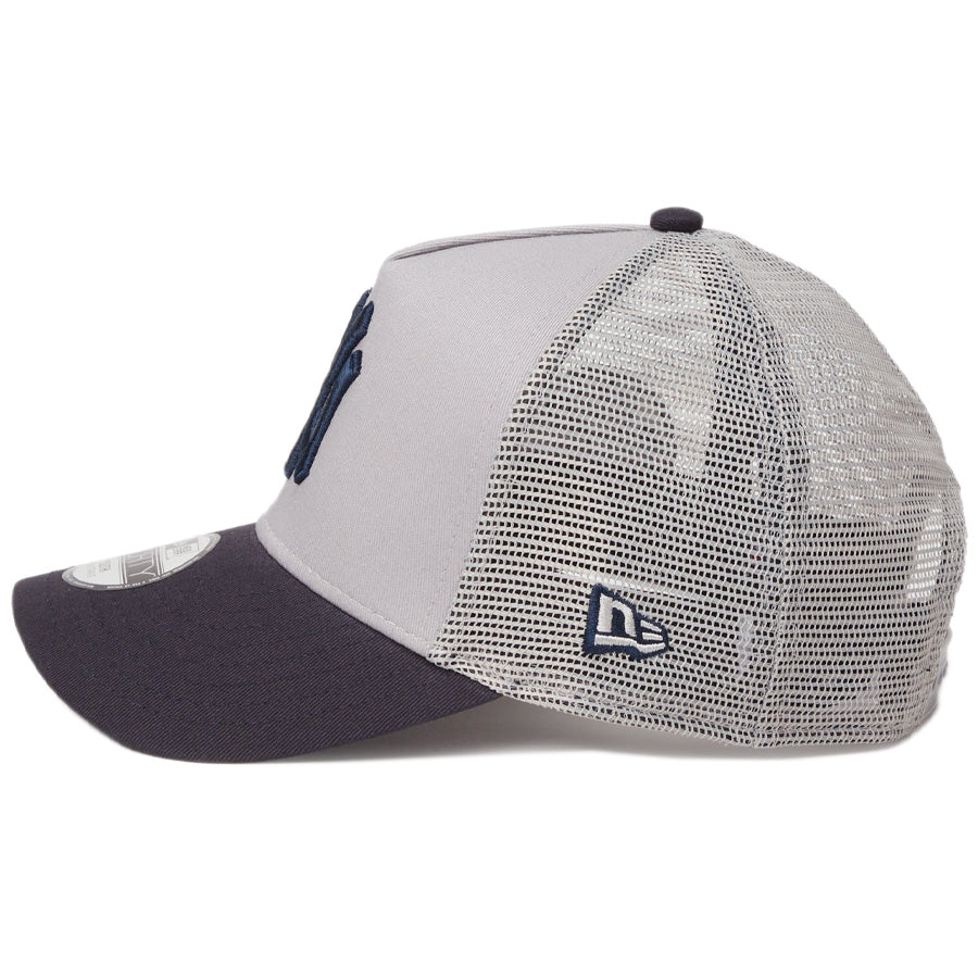 ニューエラ キャップ 帽子 NEW ERA CAP KIDS キッズ Youth 9FORTY A-Frame トラッカー MLB Side Patch サイドパッチ ニューヨーク ヤンキース グレー/ネイビー 14747008 左サイド