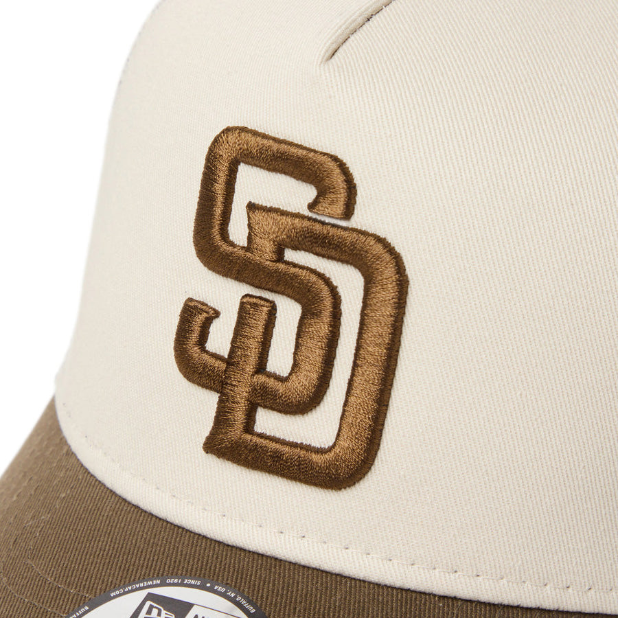 ニューエラ キャップ 帽子 NEW ERA CAP KIDS キッズ Youth 9FORTY A-Frame トラッカー MLB Side Patch サイドパッチ サンディエゴ パドレス ストーン/モス 14747003 フロントロゴ