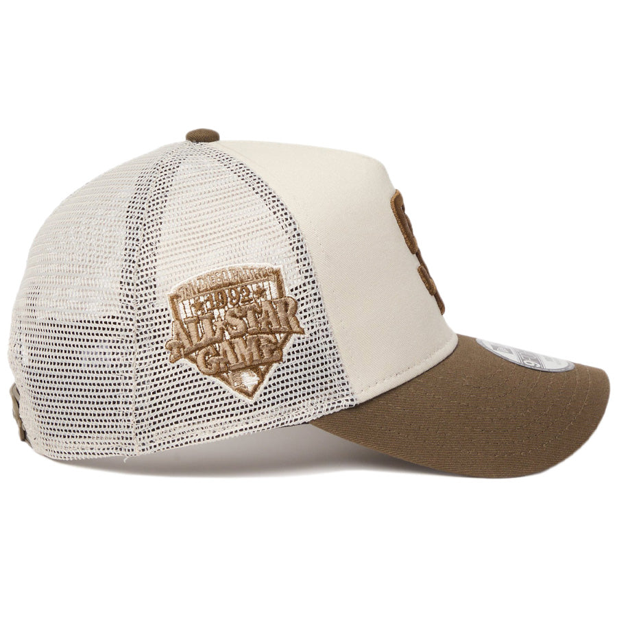 ニューエラ キャップ 帽子 NEW ERA CAP KIDS キッズ Youth 9FORTY A-Frame トラッカー MLB Side Patch サイドパッチ サンディエゴ パドレス ストーン/モス 14747003 右サイド