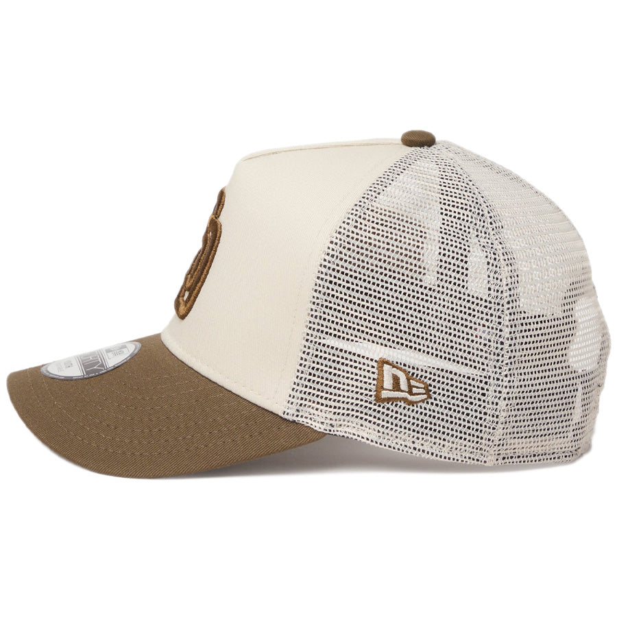 ニューエラ キャップ 帽子 NEW ERA CAP KIDS キッズ Youth 9FORTY A-Frame トラッカー MLB Side Patch サイドパッチ サンディエゴ パドレス ストーン/モス 14747003 左サイド