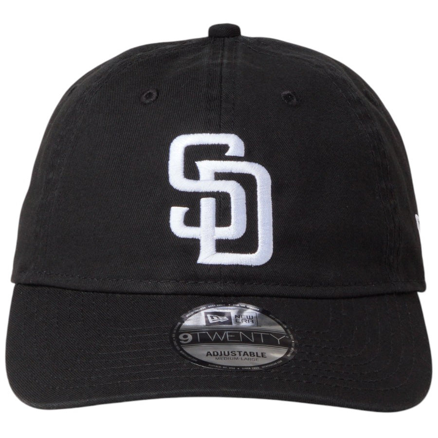 ニューエラ キャップ 帽子 NEW ERA CAP 9TWENTY ウォッシュドコットン サンディエゴ パドレス ブラック ホワイト 14942669 正面