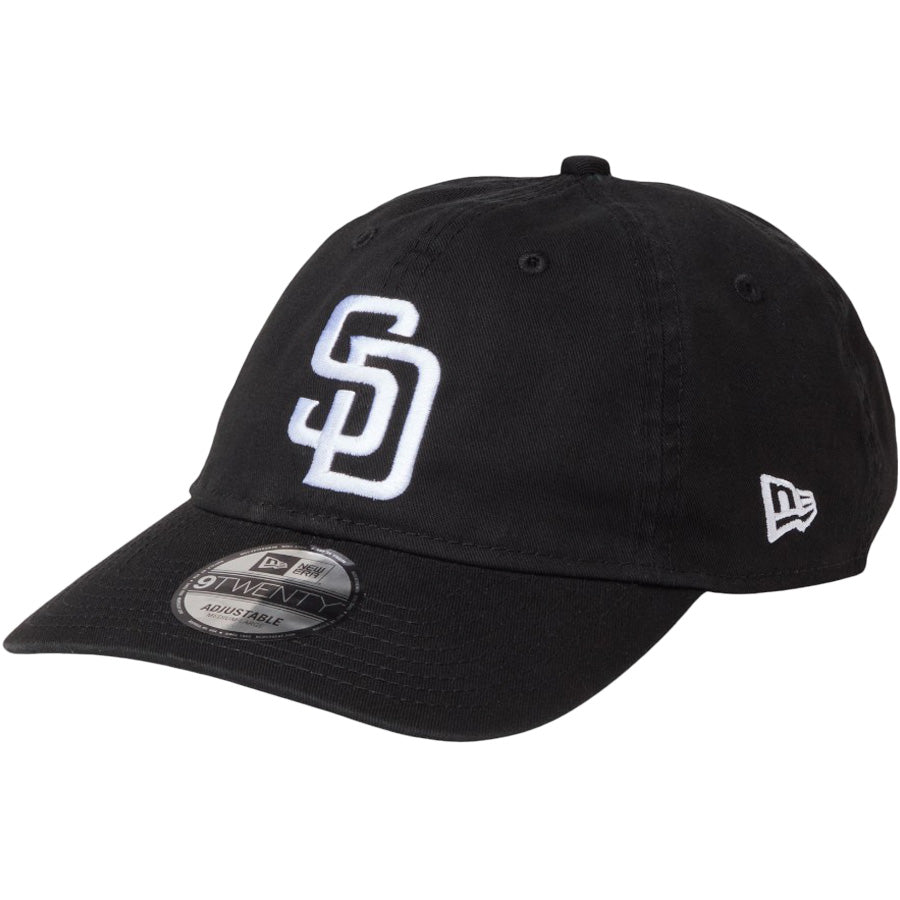 ニューエラ キャップ 帽子 NEW ERA CAP 9TWENTY ウォッシュドコットン サンディエゴ パドレス ブラック ホワイト 14942669 右斜め前