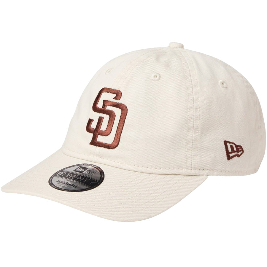 ニューエラ キャップ 帽子 NEW ERA CAP 9TWENTY ウォッシュドコットン サンディエゴ パドレス アイボリー ブラウン 14942667 右斜め前