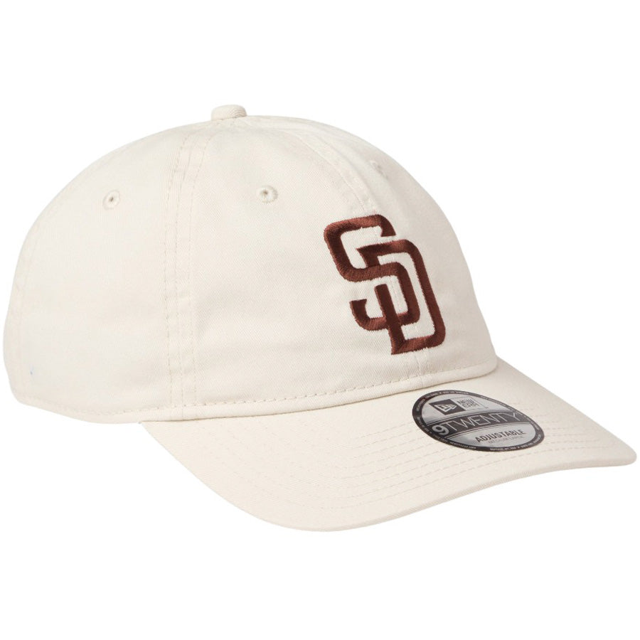 ニューエラ キャップ 帽子 NEW ERA CAP 9TWENTY ウォッシュドコットン サンディエゴ パドレス アイボリー ブラウン 14942667 左斜め前