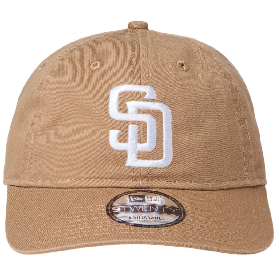 ニューエラ キャップ 帽子 NEW ERA CAP 9TWENTY ウォッシュドコットン サンディエゴ パドレス カーキ ホワイト 14942666 正面