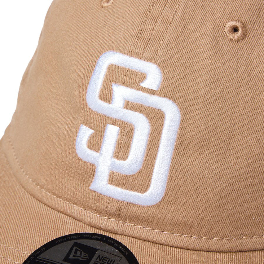 ニューエラ キャップ 帽子 NEW ERA CAP 9TWENTY ウォッシュドコットン サンディエゴ パドレス カーキ ホワイト 14942666 フロントロゴ
