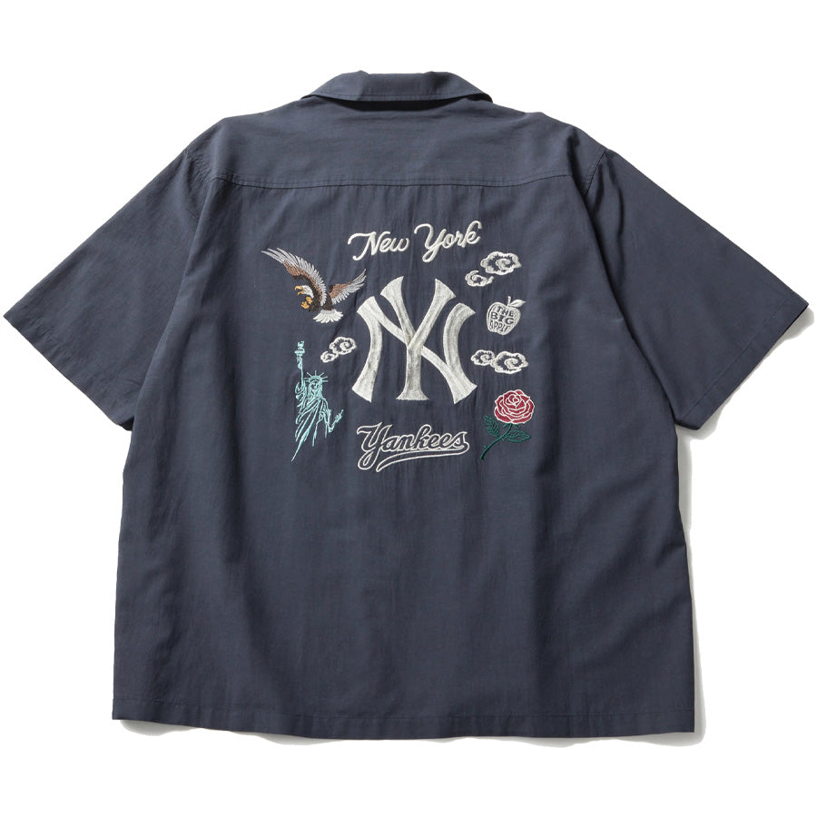 ニューエラ シャツ NEW ERA アパレル 半袖 スーベニア シャツ レーヨン ニューヨーク ヤンキース ネイビー 14856641 バック