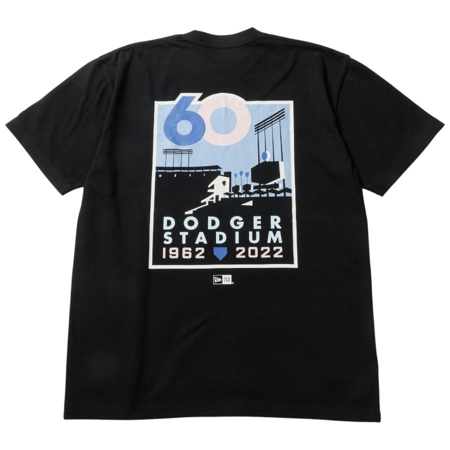 ニューエラ アパレル NEW ERA 半袖 コットン Tシャツ ロサンゼルス ドジャース ドジャー・スタジアム 60周年 ブラック 14856709 バック