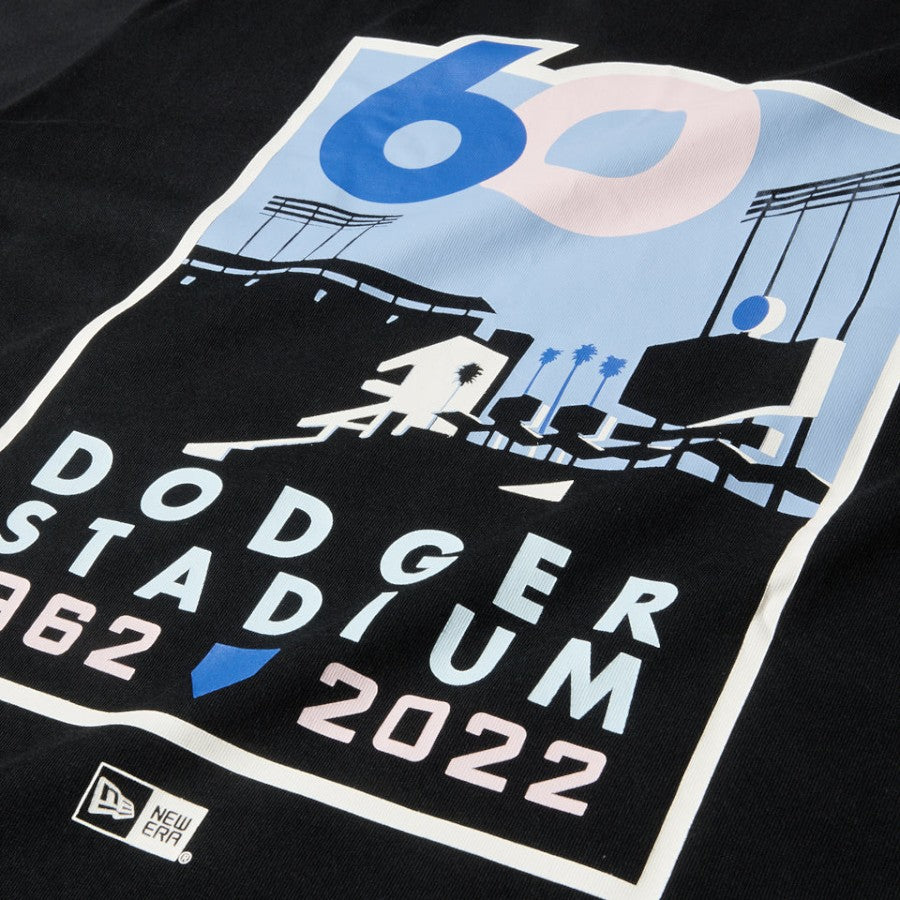 ニューエラ アパレル NEW ERA 半袖 コットン Tシャツ ロサンゼルス ドジャース ドジャー・スタジアム 60周年 ブラック 14856709 バックプリント