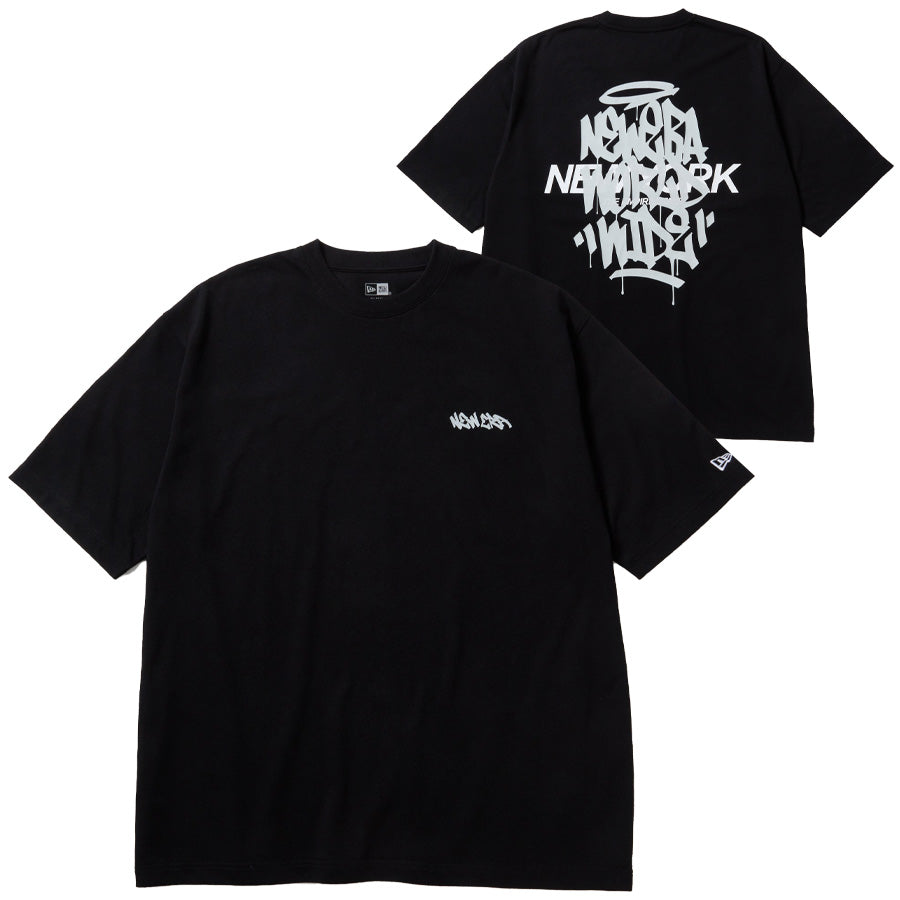 ニューエラ アパレル NEW ERA 半袖 オーバーサイズド コットン Tシャツ Tagging タギング グラフィティ ブラック 14856667 表裏