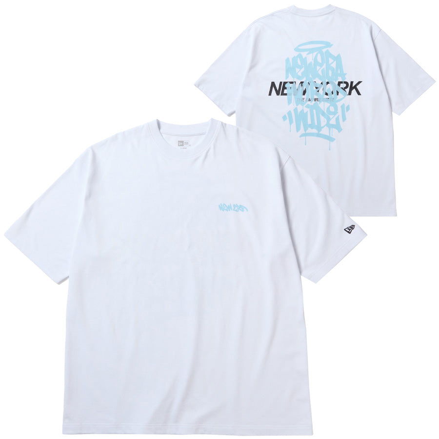 ニューエラ アパレル NEW ERA 半袖 オーバーサイズド コットン Tシャツ Tagging タギング グラフィティ ホワイト 14856664 表裏