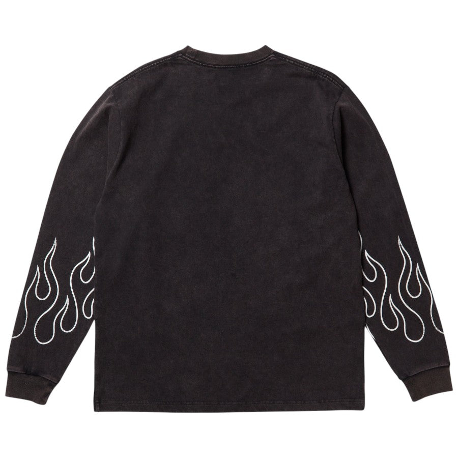 ニューエラ アパレル ロンTee L/S tee NEW ERA 長袖 ウォッシュド コットン Tシャツ The Flame フレーム ブラック 15129337 背面
