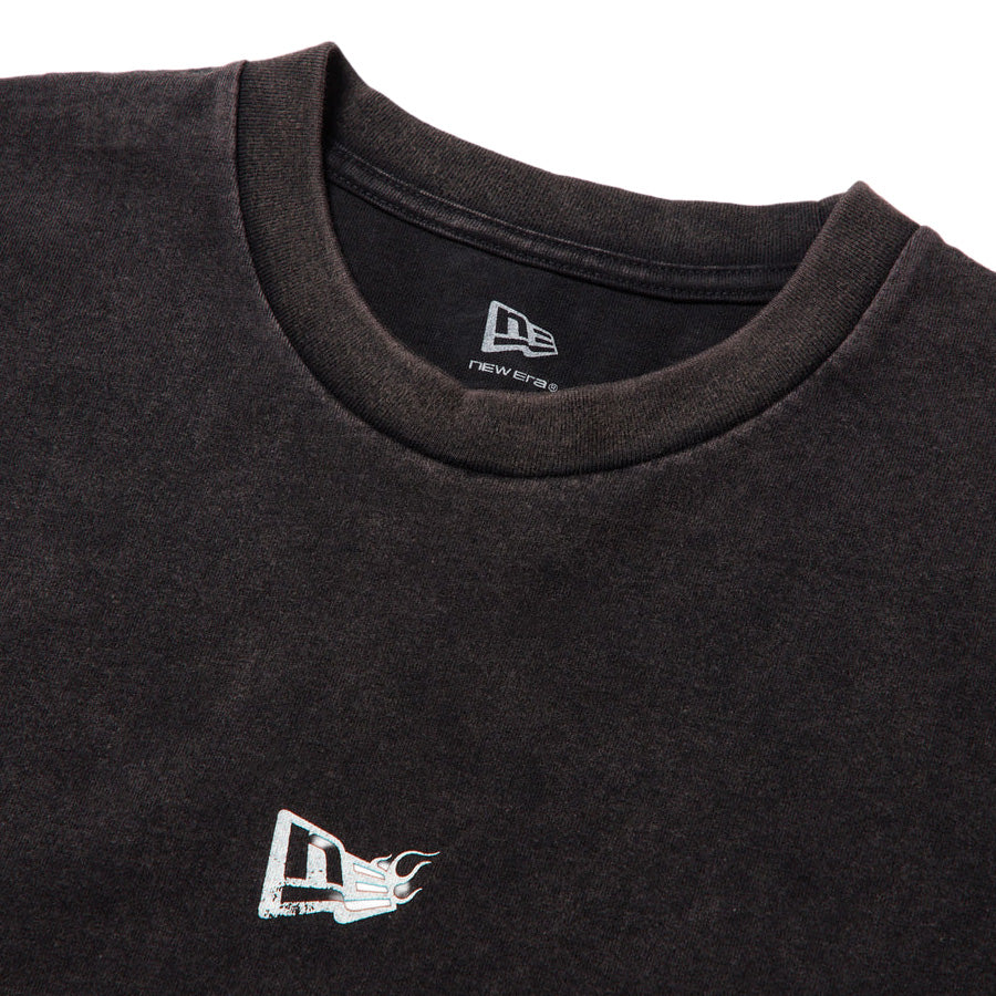 ニューエラ アパレル ロンTee L/S tee NEW ERA 長袖 ウォッシュド コットン Tシャツ The Flame フレーム ブラック 15129337 フロントロゴ