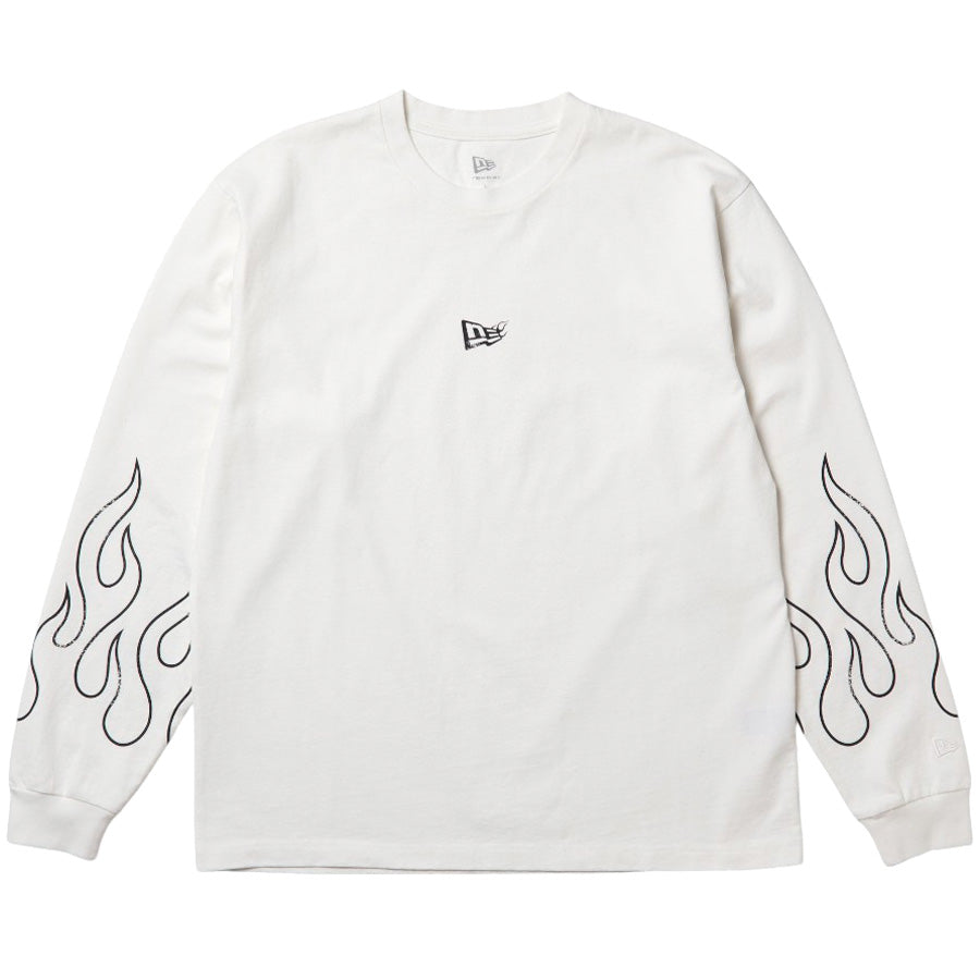 ニューエラ アパレル ロンTee L/S tee NEW ERA 長袖 ウォッシュド コットン Tシャツ The Flame フレーム オフホワイト 15129336 正面