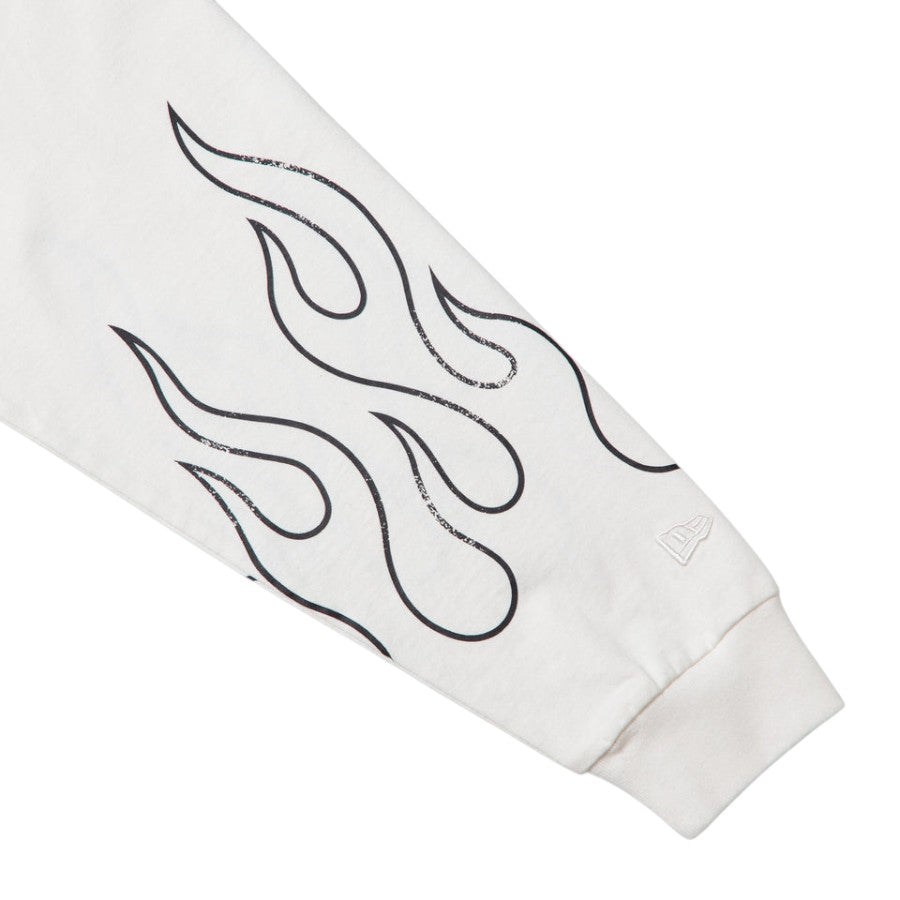 ニューエラ アパレル ロンTee L/S tee NEW ERA 長袖 ウォッシュド コットン Tシャツ The Flame フレーム オフホワイト 15129336 ファイヤーパターン