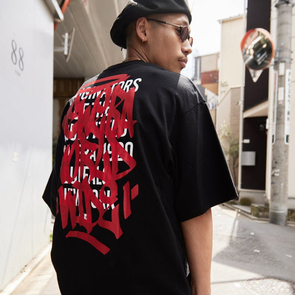 半袖 オーバーサイズド コットン Tシャツ Graffiti ブラック