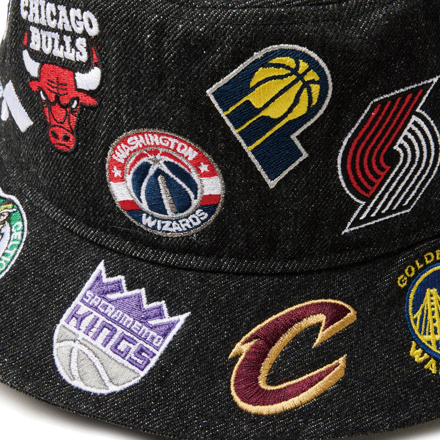 バケット01 Team Logo Allover NBA ブラックデニム