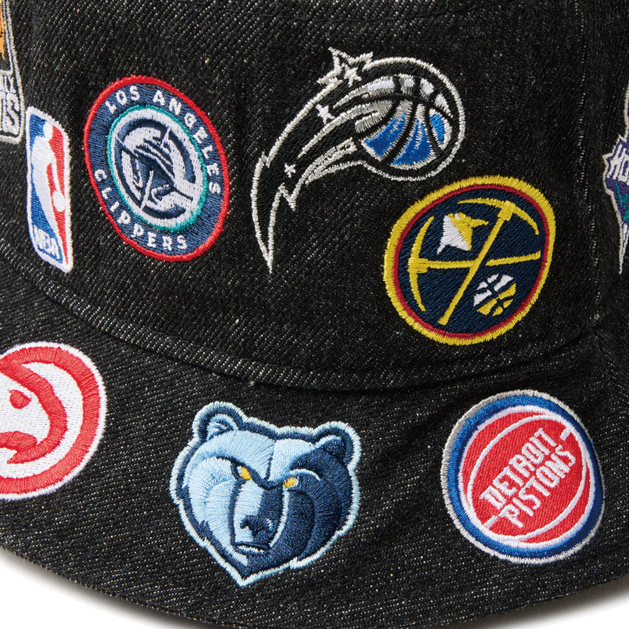 バケット01 Team Logo Allover NBA ブラックデニム